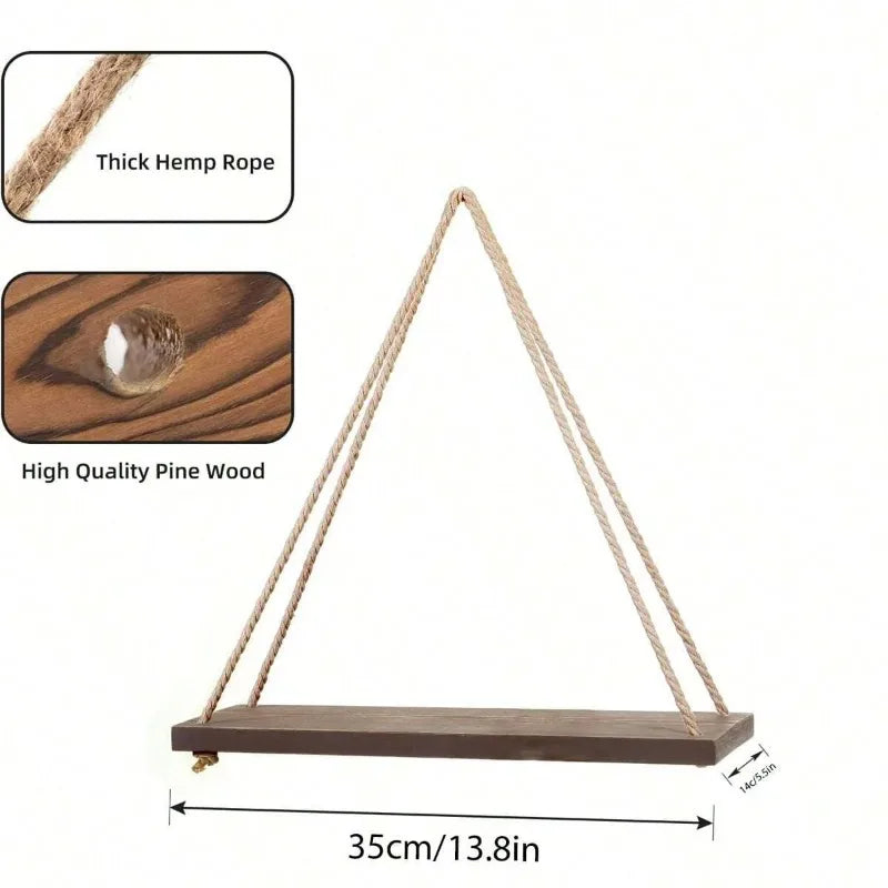 Hemp Rope Wall-Mounted Plant Holder.