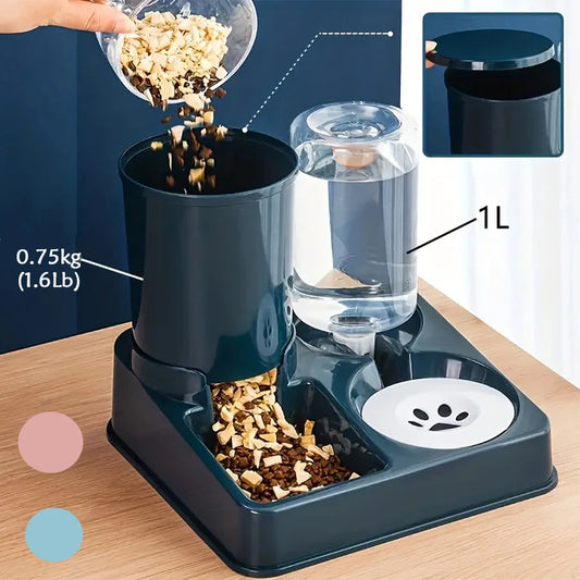 2 in 1 automatic food and water dispenser for cats.