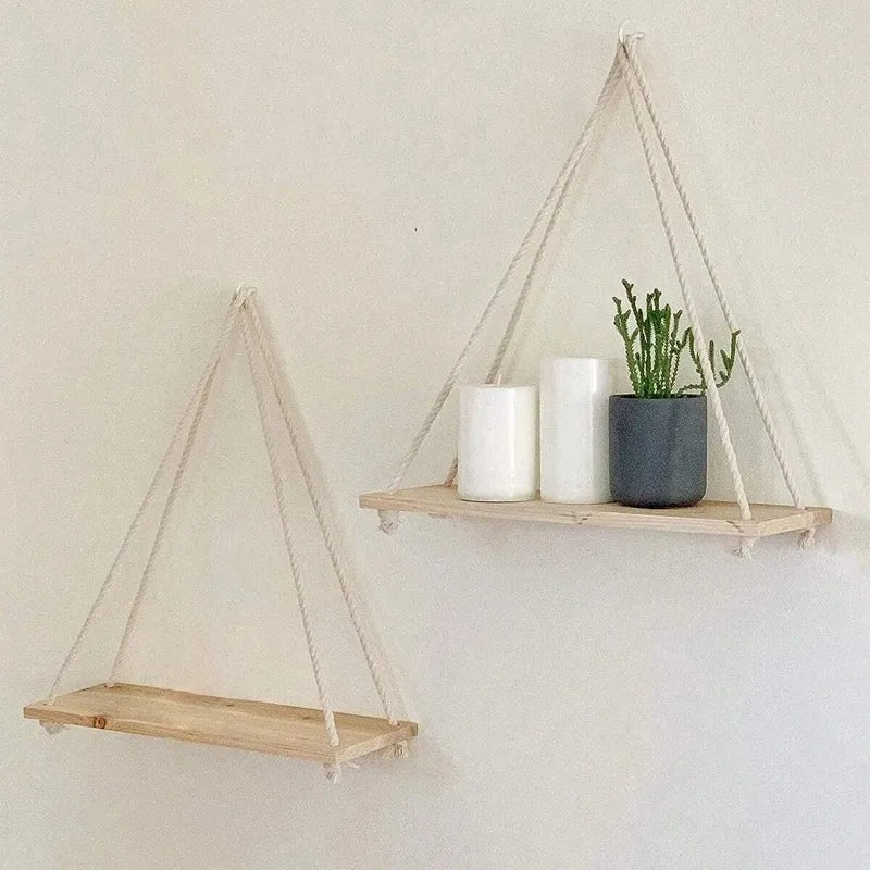 Hemp Rope Wall-Mounted Plant Holder.